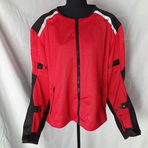 Noru Motorcycle Jacket Mens Size XXL Red Black Armoured Mesh Zip Pockets